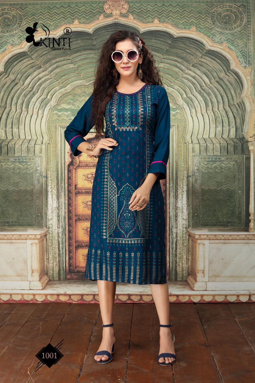 Kinti Afsana Foil Letest Fancy Designer Festive Wear Printed Rayon Kurti Collection